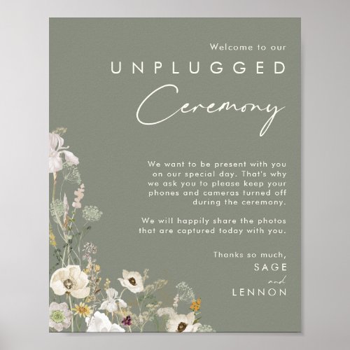 Whimsical Wildflower  Ivory Unplugged Ceremony Po Poster