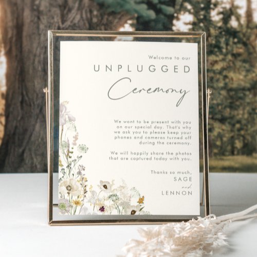 Whimsical Wildflower  Ivory Unplugged Ceremony Poster