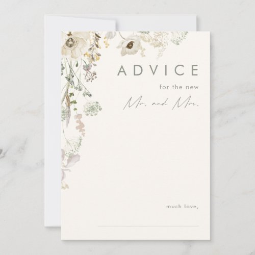 Whimsical Wildflower  Ivory Wedding Advice Card