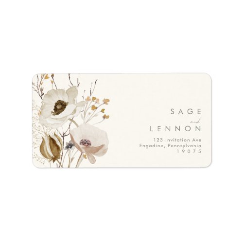 Whimsical Wildflower  Ivory Wedding RSVP Address Label