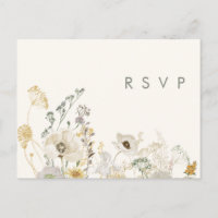 Whimsical Wildflower | Ivory Wedding RSVP Postcard