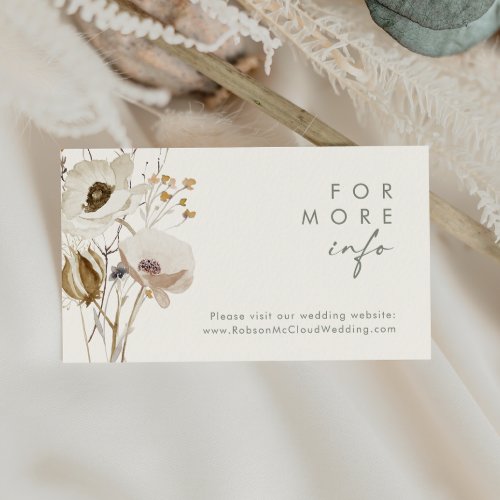 Whimsical Wildflower  Ivory Wedding Website Card