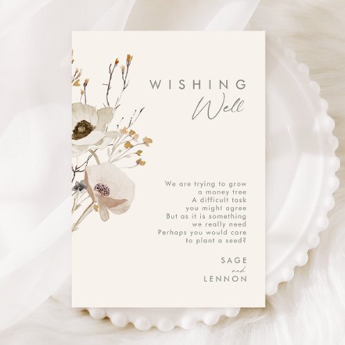 Whimsical Wildflower  Ivory Wedding Wishing Well  Enclosure Card