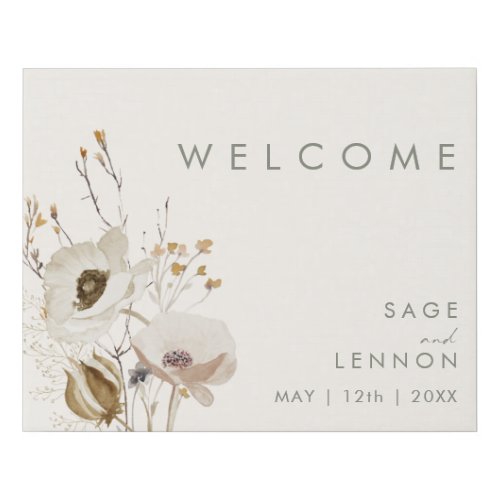 Whimsical Wildflower  Ivory Welcome Sign