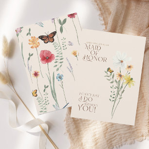 Whimsical Wildflower Maid of Honor Proposal Invitation