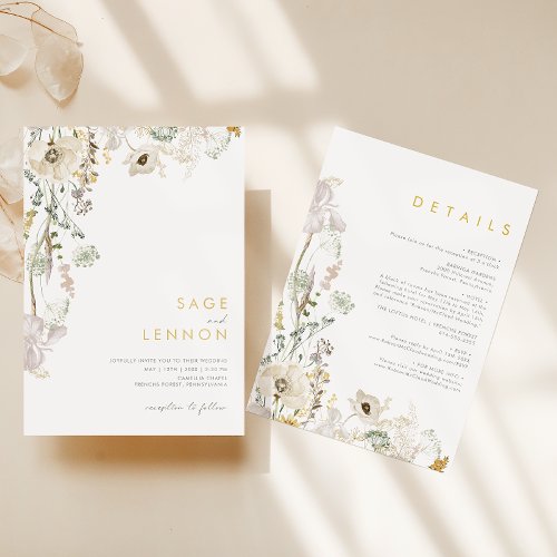 Whimsical Wildflower Meadow All In One Wedding Invitation