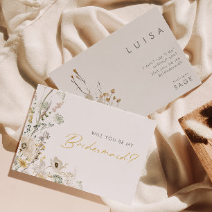 Whimsical Wildflower Meadow Bridesmaid Proposal Invitation