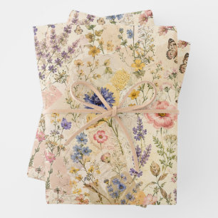 Whimsical Wildflower Meadow Decoupage Wrapping Paper Sheets
