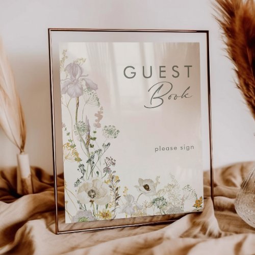 Whimsical Wildflower Meadow Ivory Guest Book Sign