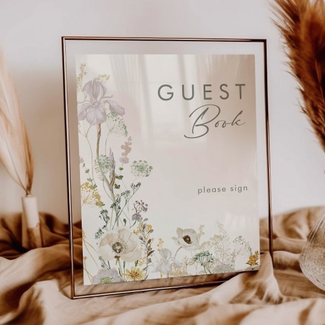 Whimsical Wildflower Meadow Ivory Guest Book Sign (Creator Uploaded)