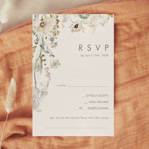 Whimsical Wildflower Meadow  Ivory Song Request RSVP Card