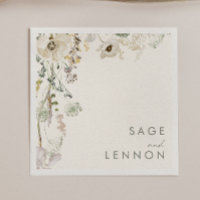 Whimsical Wildflower Meadow | Ivory Wedding Napkin