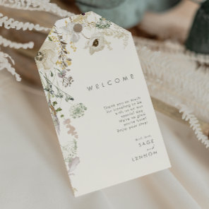 Whimsical Wildflower Meadow Ivory Wedding Welcome Gift Tags
