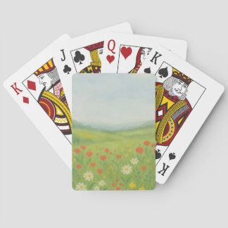 Whimsical Wildflower Meadow Landscape Poker Cards