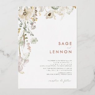 Whimsical Wildflower Meadow   Rose Gold Foil Foil Invitation
