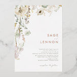 Whimsical Wildflower Meadow | Rose Gold Foil Invitation<br><div class="desc">This whimsical wildflower meadow | rose gold foil invitation is perfect for your simple, elegant boho wedding. The minimalist watercolor wildflowers and gold typography and will help bring your vision to life! The design of pretty white and gold flowers, with touches of purple and yellow, is sure to complete your...</div>