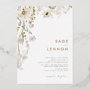 Whimsical Wildflower Meadow | Rose Gold Foil Invitation