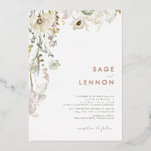 Whimsical Wildflower Meadow   Rose Gold Foil Invitation