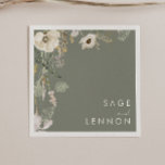 Whimsical Wildflower Meadow | Sage Green Wedding Napkins<br><div class="desc">This Whimsical Wildflower Meadow | Sage Green is perfect for your simple, elegant boho wedding. The modern rustic greenery accompanied by the minimalist watercolor wildflowers will help bring your vision to life! This design of pretty gold flowers, touches of bohemian sage green and purple is sure to complete your minimal...</div>