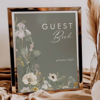 Whimsical Wildflower Meadow Sage Guest Book Sign