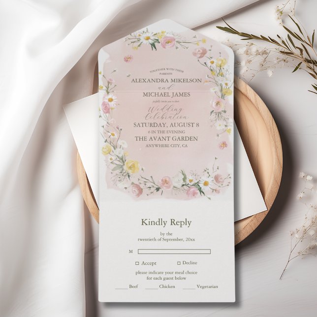 Whimsical Wildflower Meadow Wedding All In One Invitation (Creator Uploaded)