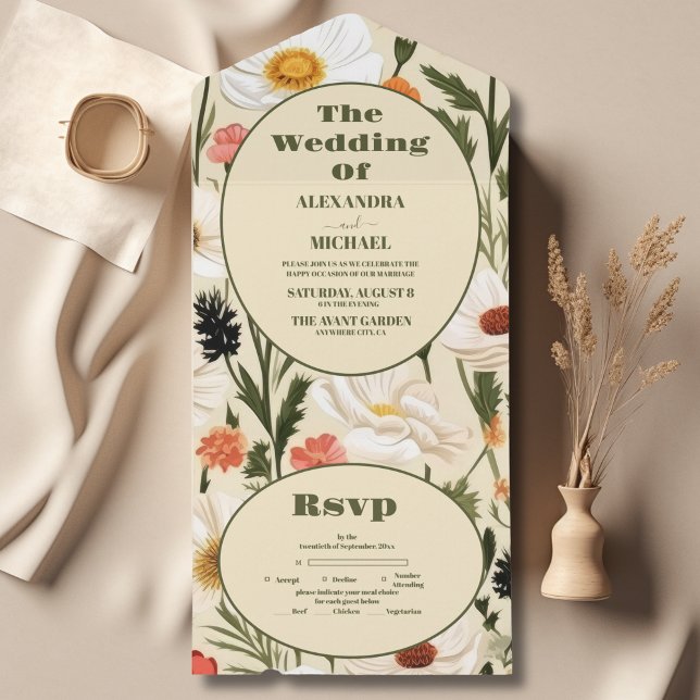 Whimsical Wildflower Meadow Wedding All In One Invitation (Creator Uploaded)