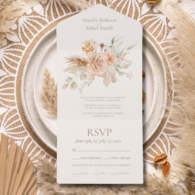 Whimsical Wildflower Meadow Wedding All In One Invitation (Creator Uploaded)