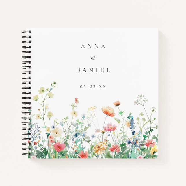 Whimsical Wildflower Meadow Wedding Guest Book (Front)