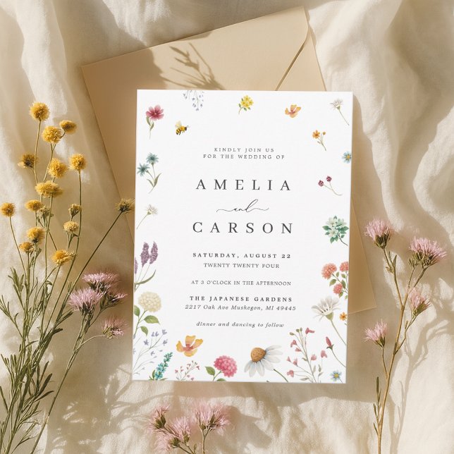 Whimsical Wildflower Meadow Wedding Invitation (Creator Uploaded)
