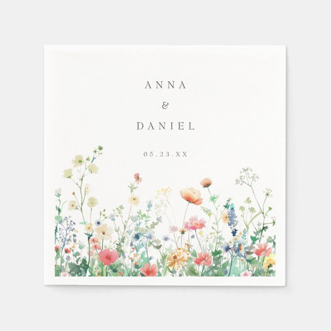 Whimsical Wildflower Meadow Wedding Napkins (Front)