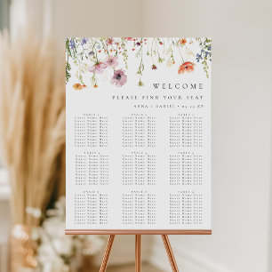 Whimsical Wildflower Meadow Wedding Seating Chart Foam Board