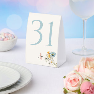 Whimsical Wildflower Meadow Wedding Table Number Paper Table Tent