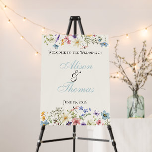 Whimsical Wildflower Meadow Wedding Welcome Sign 