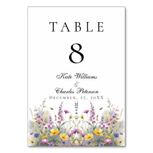 Whimsical Wildflower Meadows Table Number