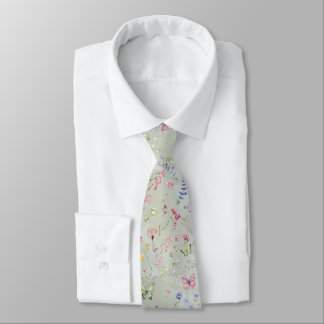 Whimsical Wildflower Mint Neck Tie