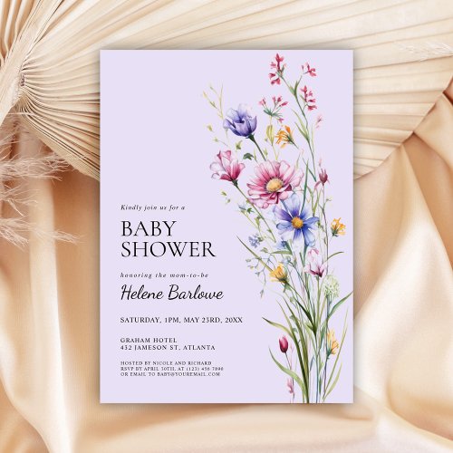Whimsical Wildflower Modern Rustic Baby Shower Invitation