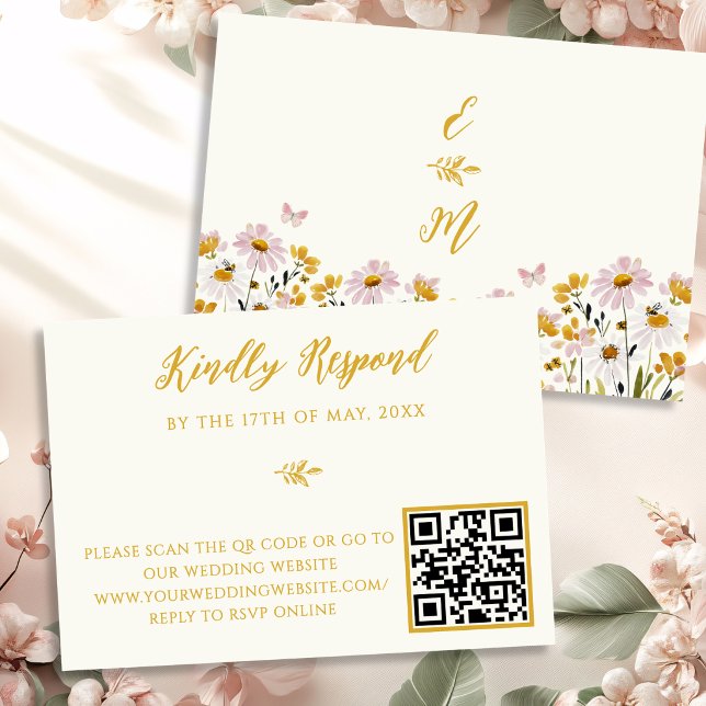 Whimsical Wildflower QR Code Wedding RSVP Response (Creator Uploaded)