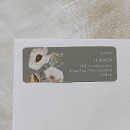 Whimsical Wildflower Sage Green Return Address L Label