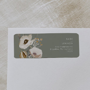 Whimsical Wildflower   Sage Green Return Address L Label