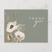 Whimsical Wildflower | Sage Green Thank You Postcard (Front)