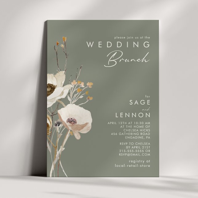 Whimsical Wildflower | Sage Green Wedding Brunch Invitation (Creator Uploaded)