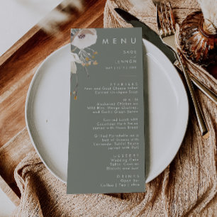 Whimsical Wildflower   Sage Green Wedding Dinner Menu