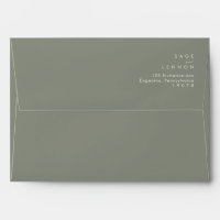 Juniper Green Watercolor A7 5x7 Wedding Invitation Envelope, Zazzle