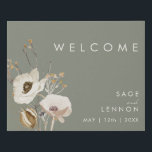 Whimsical Wildflower | Sage Green Welcome Sign<br><div class="desc">This Whimsical Wildflower | Sage Green Welcome Sign is perfect for your simple, elegant boho wedding. The minimalist watercolor wildflowers will help bring your vision to life! The design of pretty white and gold flowers, with touches of purple and yellow, is sure to complete your minimal fall floral wedding dream!...</div>
