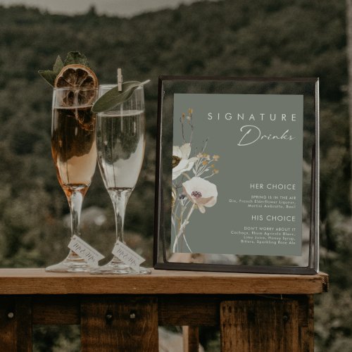 Whimsical Wildflower  Sage Signature Drinks Sign