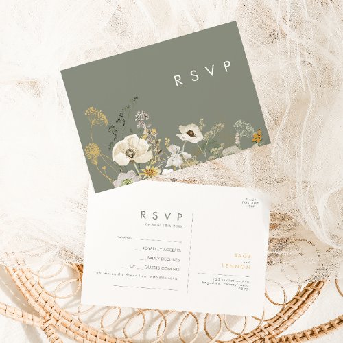 Whimsical Wildflower  Sage Song Request RSVP Card