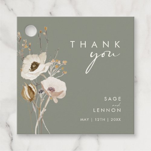 Whimsical Wildflower | Sage Thank You Favor Tags