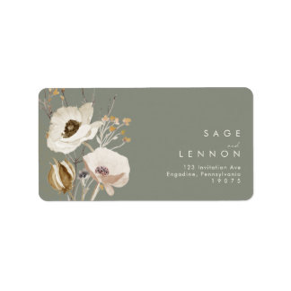 Whimsical Wildflower | Sage Wedding RSVP Address Label