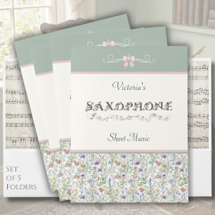 Whimsical Wildflower Saxophone Sheet Music Folders