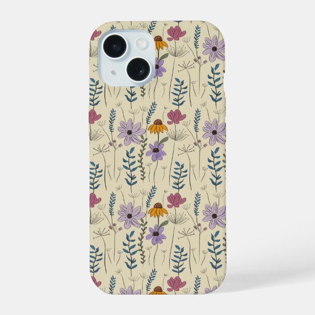 Whimsical Wildflower Seamless Pattern Iphone Case (Back)
